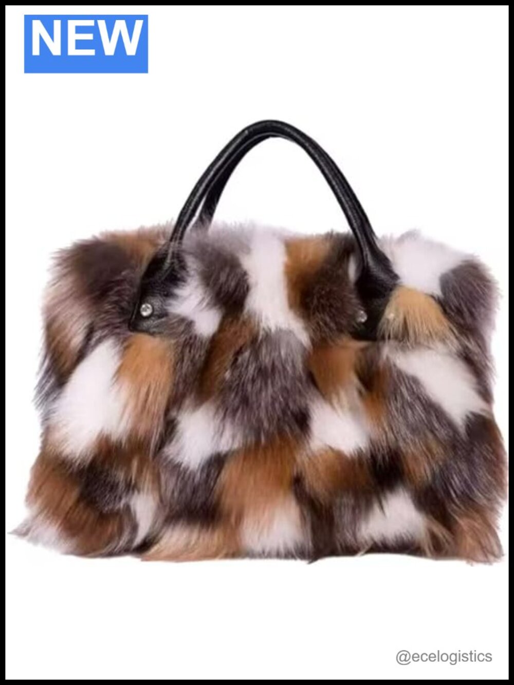 Real Fox Fur Handbag Satchel Women Furry Shoulder Bag Large Capacity Adjustable